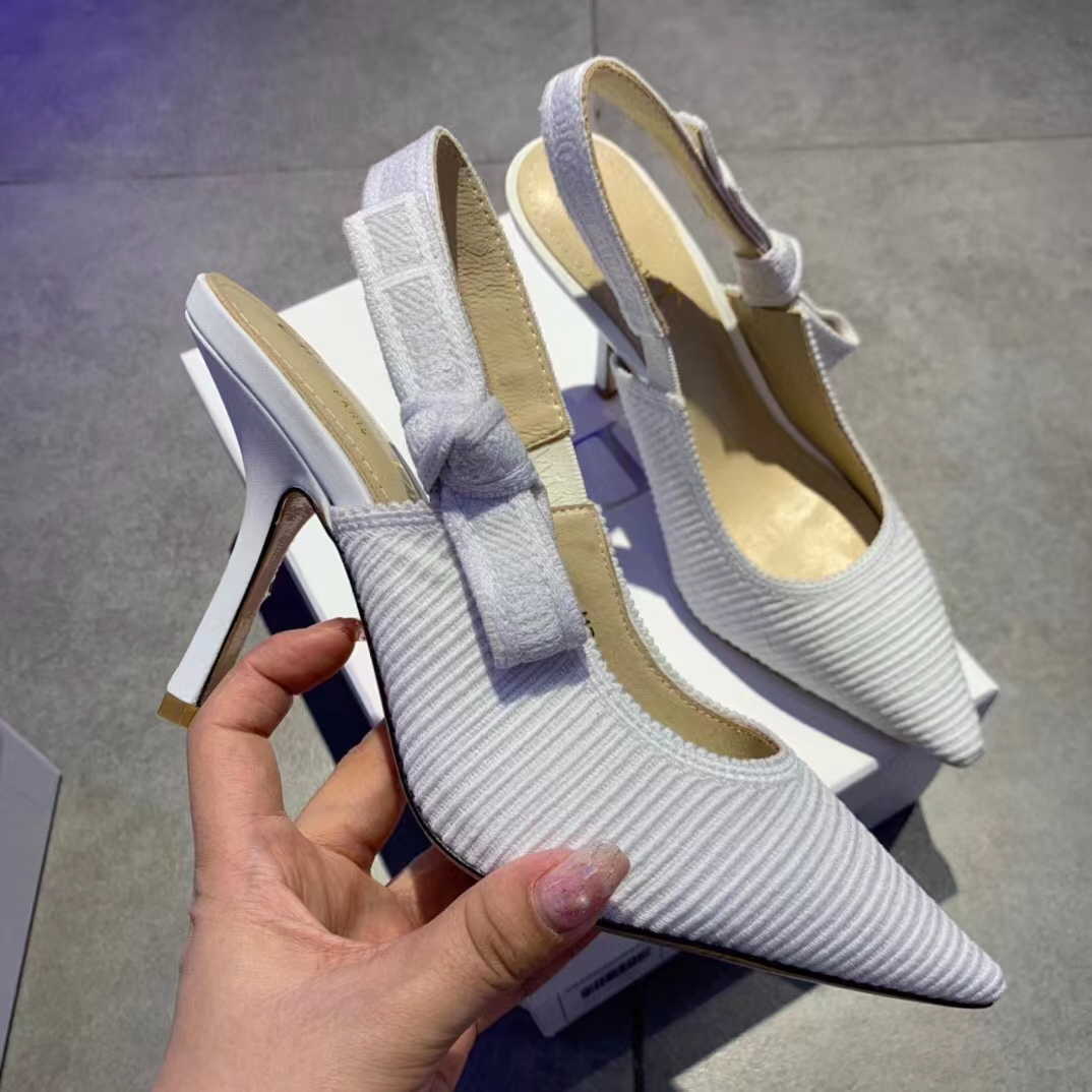 Dior Women CD J’Adior Slingback Pump White Cotton Embroidery 10 Cm Heel