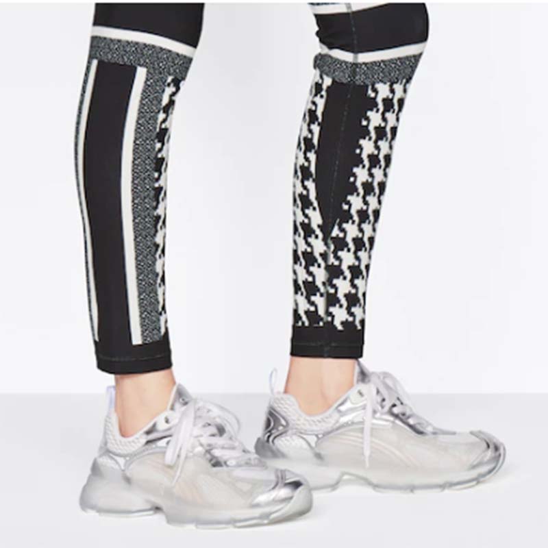 Dior Women CD Shoes Dior Vibe Sneaker White Mesh Silver Tone Technical Fabric