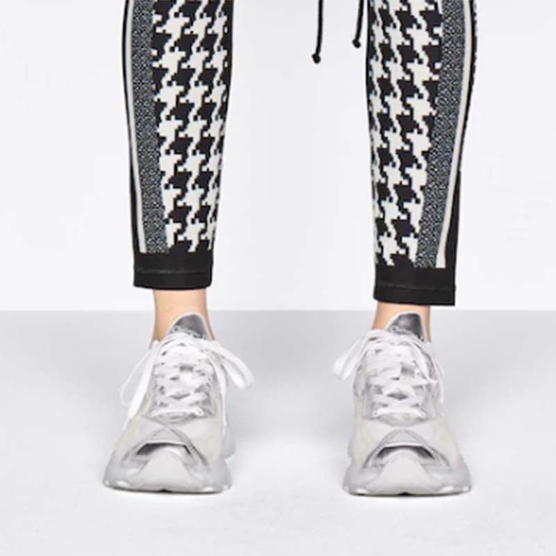 Dior Women CD Shoes Dior Vibe Sneaker White Mesh Silver Tone Technical Fabric