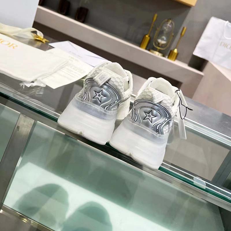 Dior Women CD Shoes Dior Vibe Sneaker White Mesh Silver Tone Technical Fabric