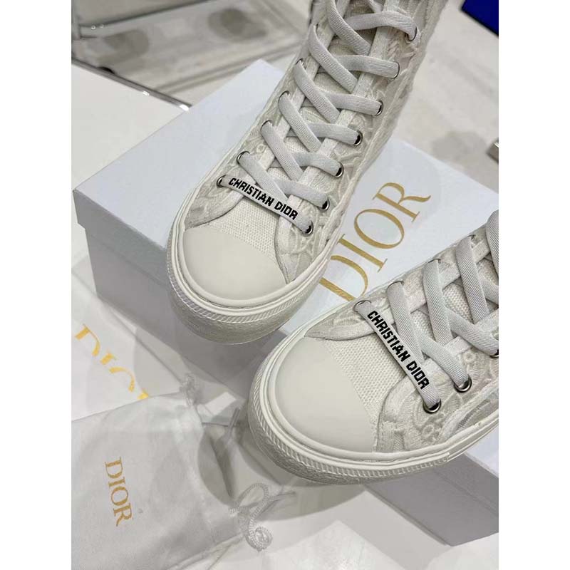 Dior Women CD Shoes Walk’n’Dior Sneaker White Macramé Embroidered Cotton