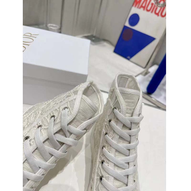 Dior Women CD Shoes Walk’n’Dior Sneaker White Macramé Embroidered Cotton