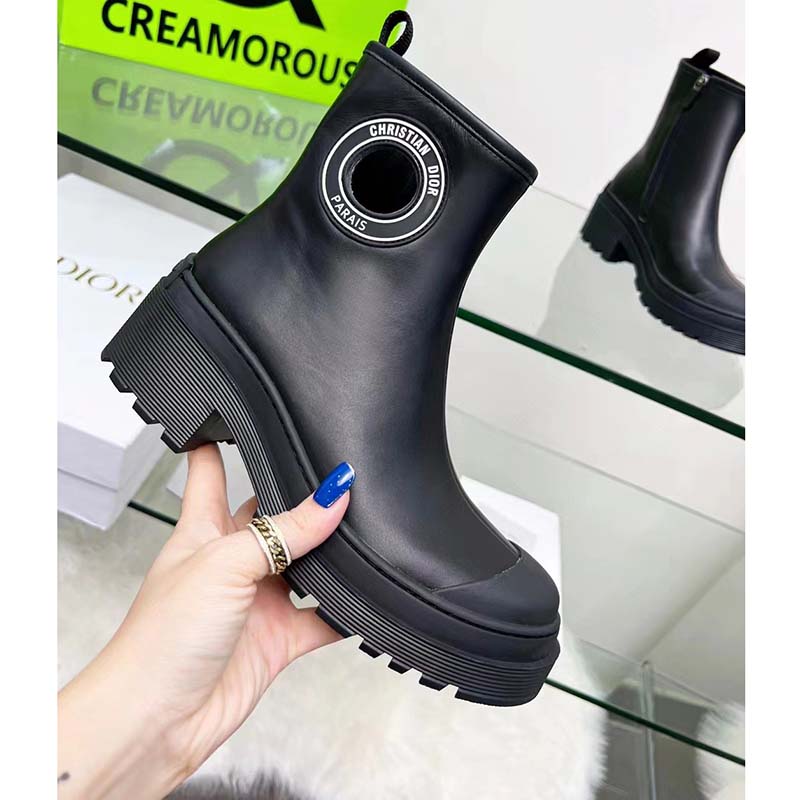 Dior Women CD Symbol Ankle Boot Black Supple Calfskin 15 Cm High