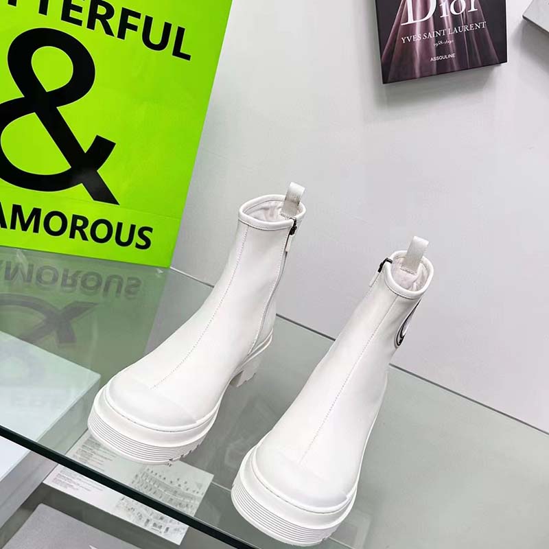 Dior Women CD Symbol Ankle Boot White Supple Calfskin 15 Cm High