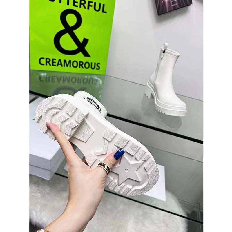 Dior Women CD Symbol Ankle Boot White Supple Calfskin 15 Cm High
