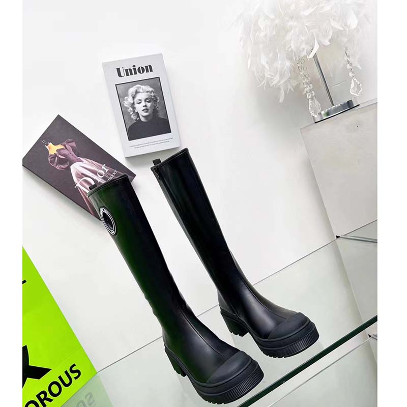 Dior Women CD Symbol Boot Black Supple Calfskin 34 Cm High