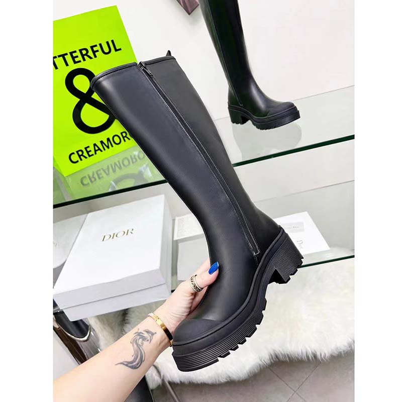 Dior Women CD Symbol Boot Black Supple Calfskin 34 Cm High