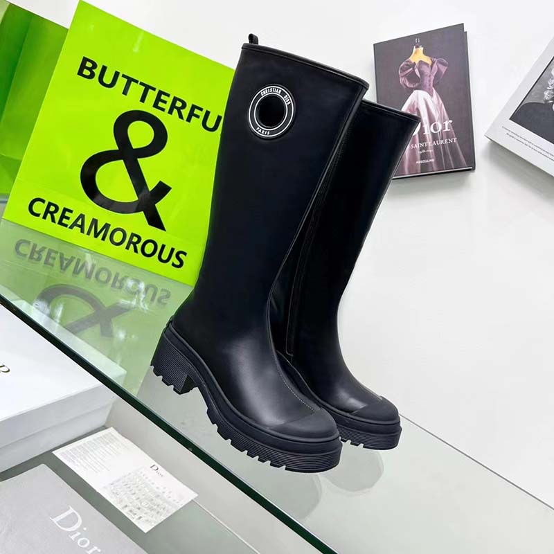 Dior Women CD Symbol Boot Black Supple Calfskin 34 Cm High