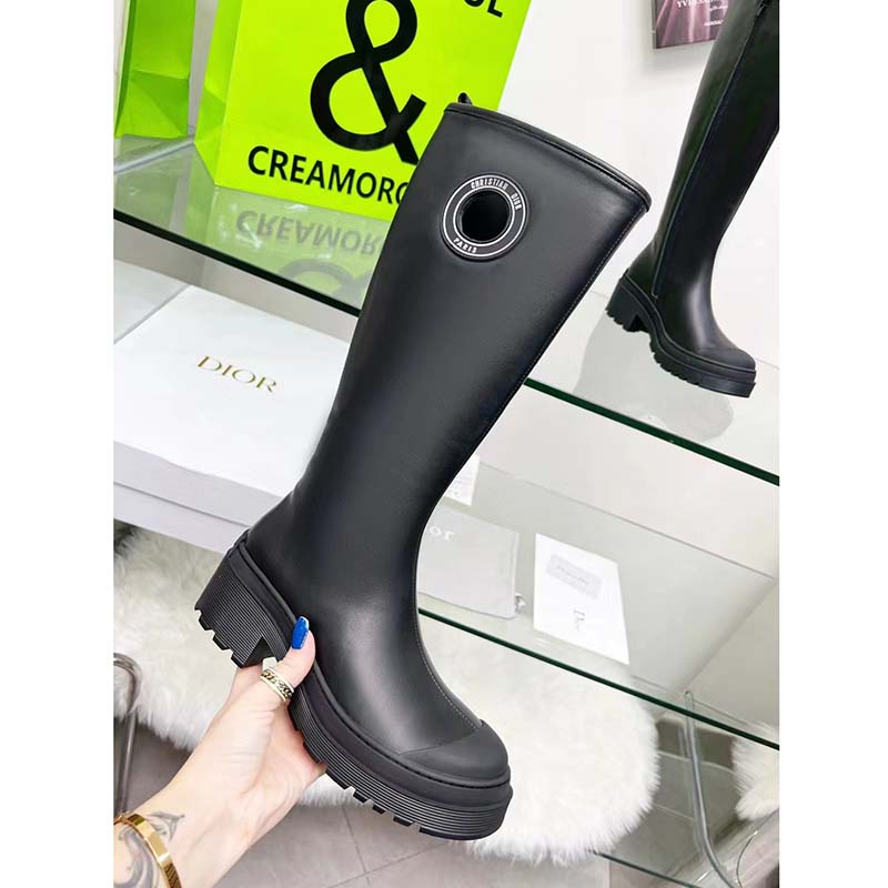 Dior Women CD Symbol Boot Black Supple Calfskin 34 Cm High