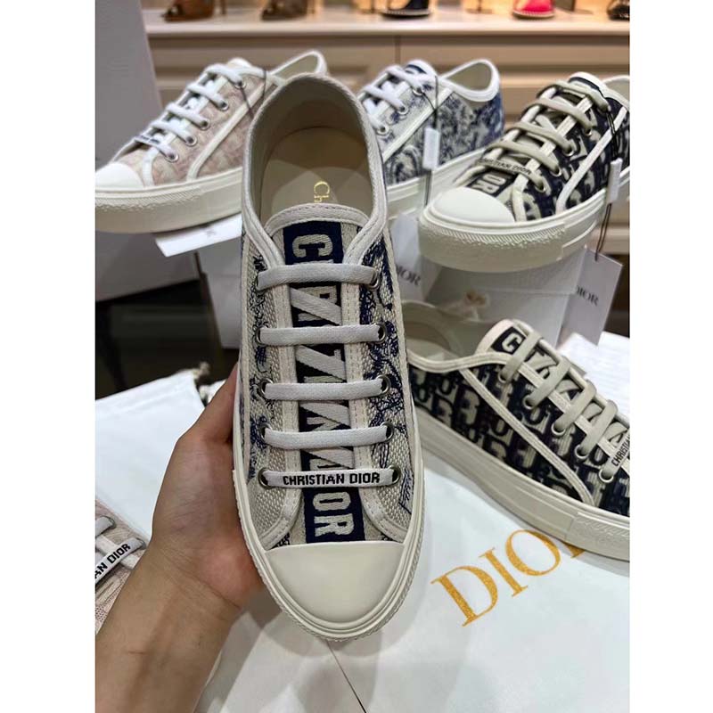Dior Women Walk’n’Dior Sneaker Blue Toile De Jouy Embroidered Cotton