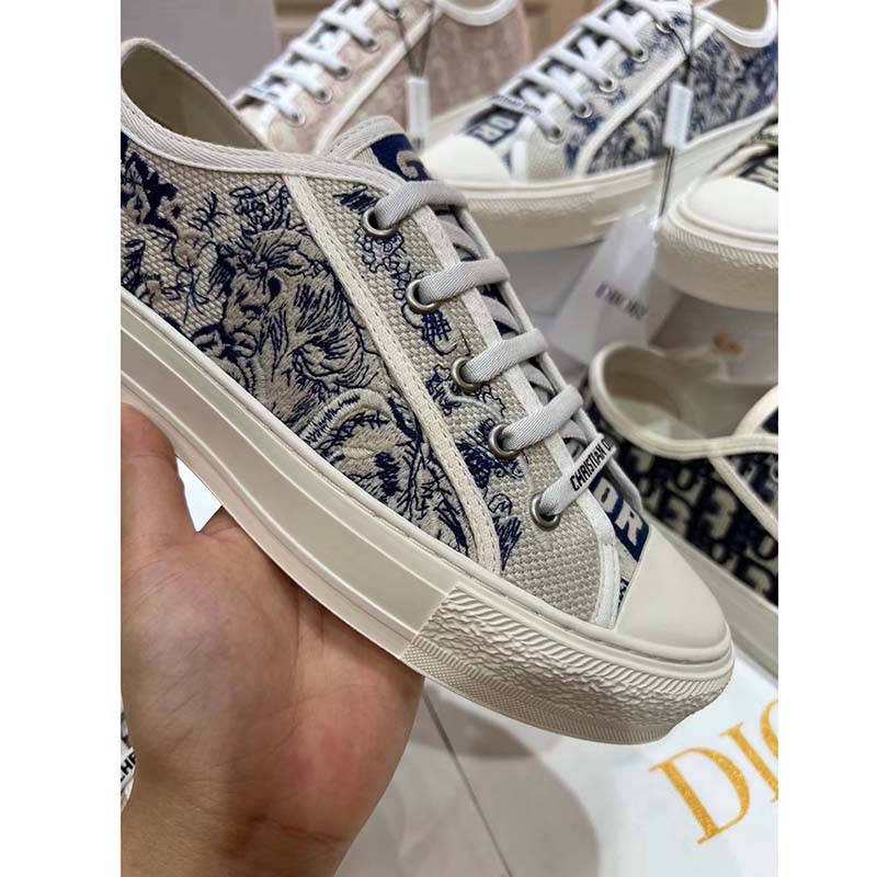 Dior Women Walk’n’Dior Sneaker Blue Toile De Jouy Embroidered Cotton