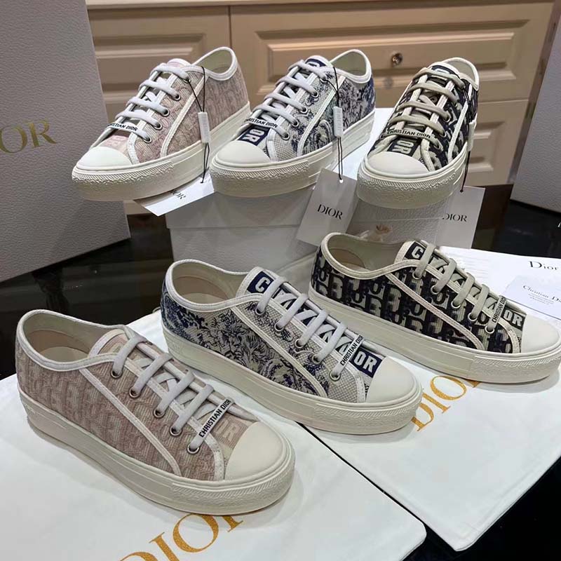 Dior Women Walk’n’Dior Sneaker Blue Toile De Jouy Embroidered Cotton