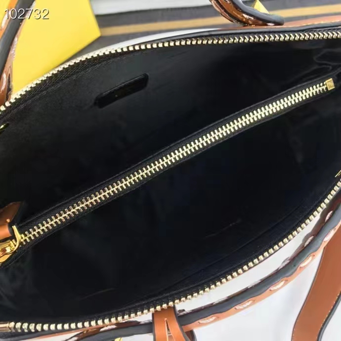 Fendi FF Women By The Way Medium Light Brown Leather Elaphe Boston Bag