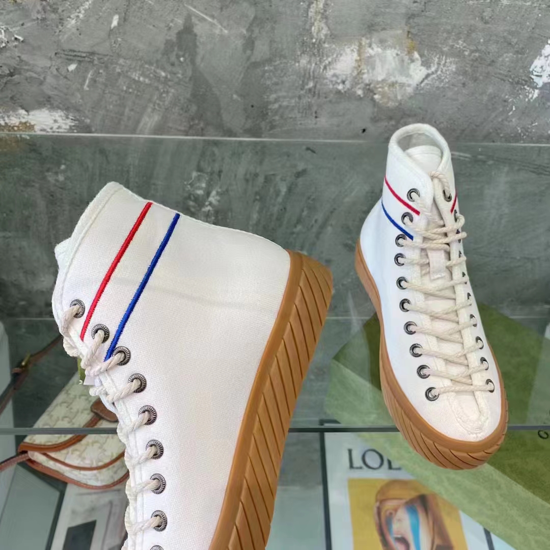 Gucci GG Unisex Interlocking G High-Top Sneaker Beige Organic Cotton