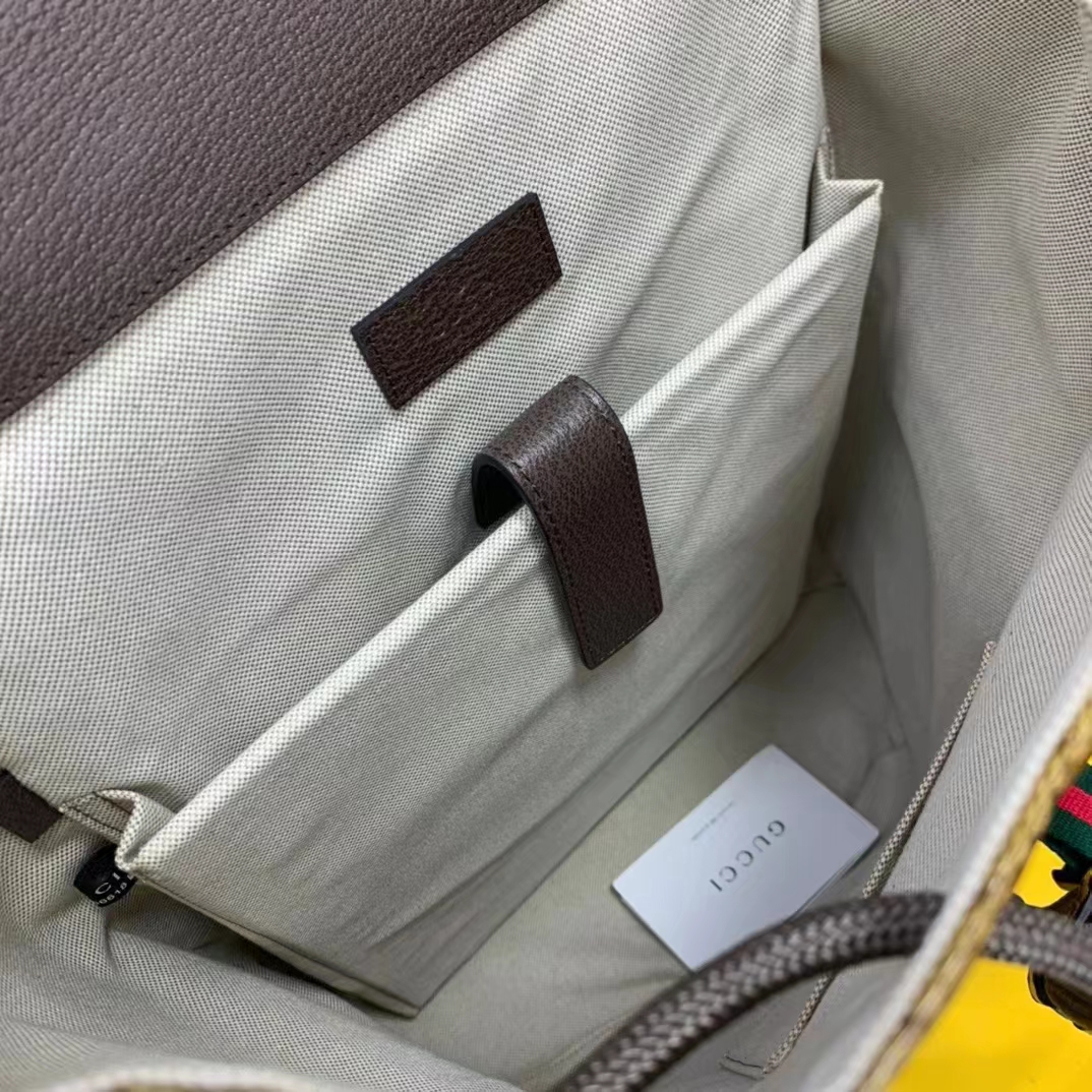 Gucci Unisex GG Adidas x Gucci Backpack Beige Brown GG Crystal Canvas Trefoil Print