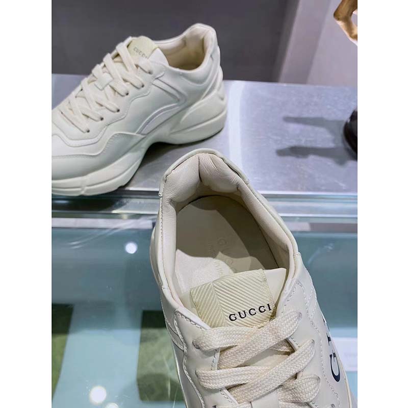 Gucci Unisex GG Bananya Rhyton Sneaker Ivory Demetra Rubber Sole 5 Cm Heel