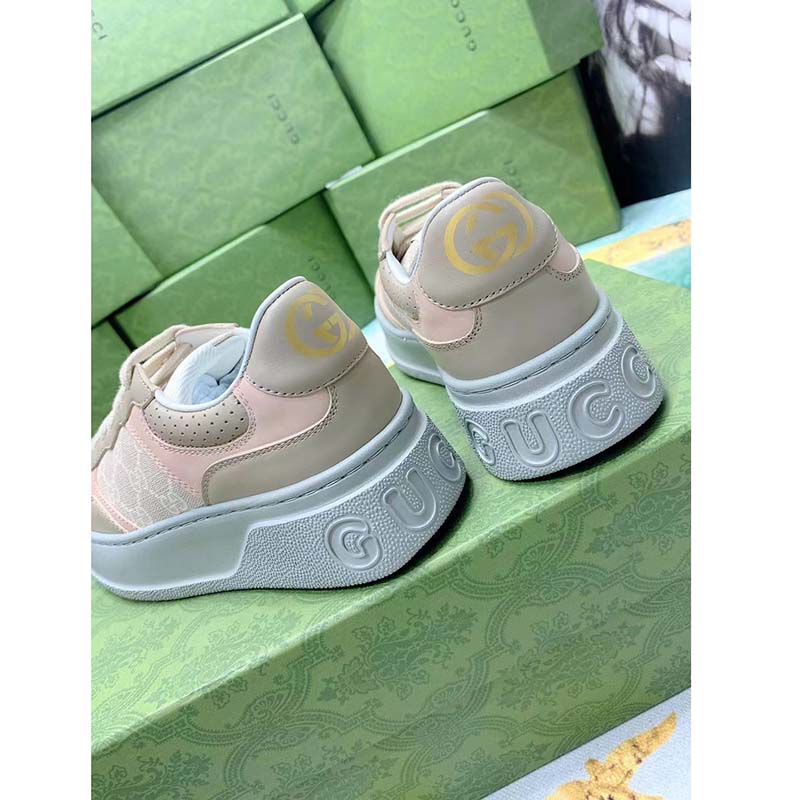 Gucci Unisex GG Sneaker White Beige Supreme Canvas Grey Perforated Leather