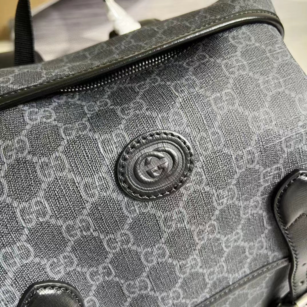 Gucci Unisex Medium Backpack Interlocking G Black GG Supreme Canvas
