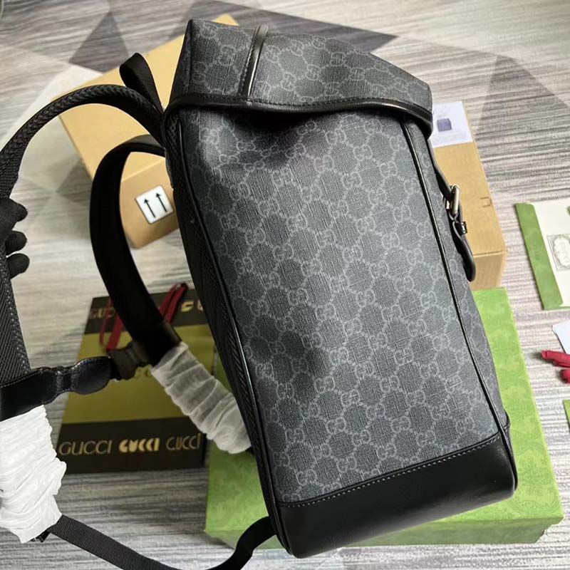 Gucci Unisex Medium Backpack Interlocking G Black GG Supreme Canvas