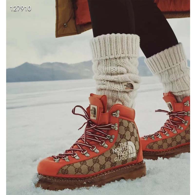 Gucci Unisex North Face x Gucci Boot Beige Ebony GG Supreme Canvas Low Heel