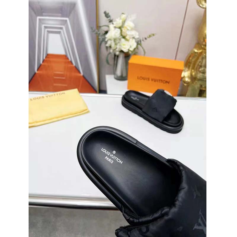 Louis Vuitton LV Unisex Pool Pillow Comfort Mule Black Monogram Nylon