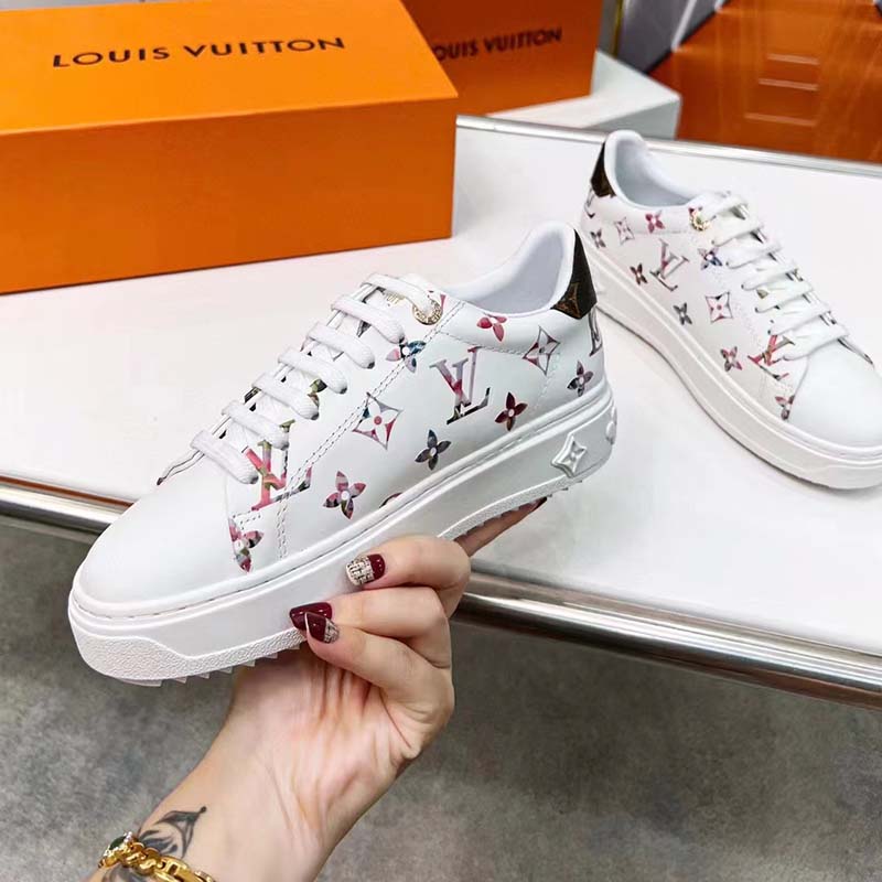 Louis Vuitton LV Unisex Time Out Sneaker White Monogram Embossed Lambskin