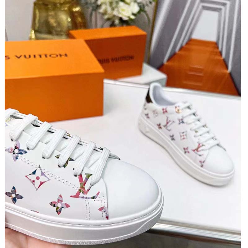 Louis Vuitton LV Unisex Time Out Sneaker White Monogram Embossed Lambskin
