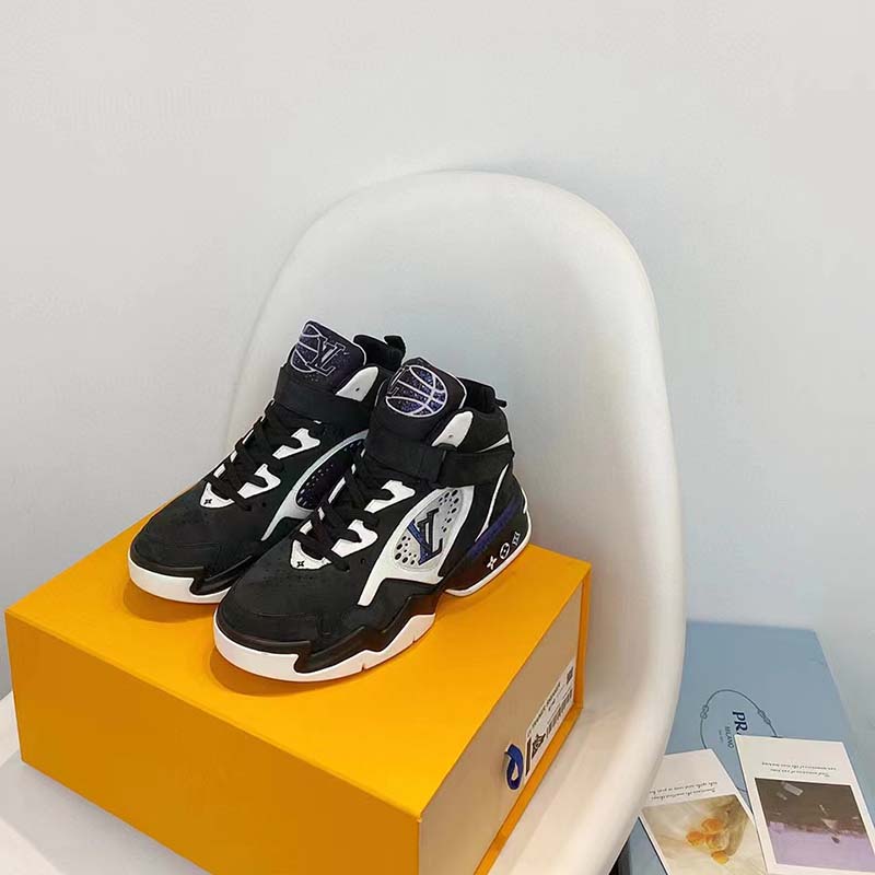 Louis Vuitton LV Unisex Trainer 2 Sneaker Black Suede Calf Leather Rubber Outsole