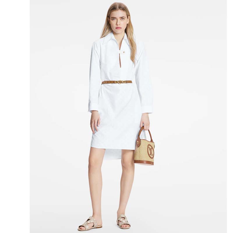 Louis Vuitton LV Women Croisiere Flat Mule Beige Monogram Embossed Grained Calf Leather