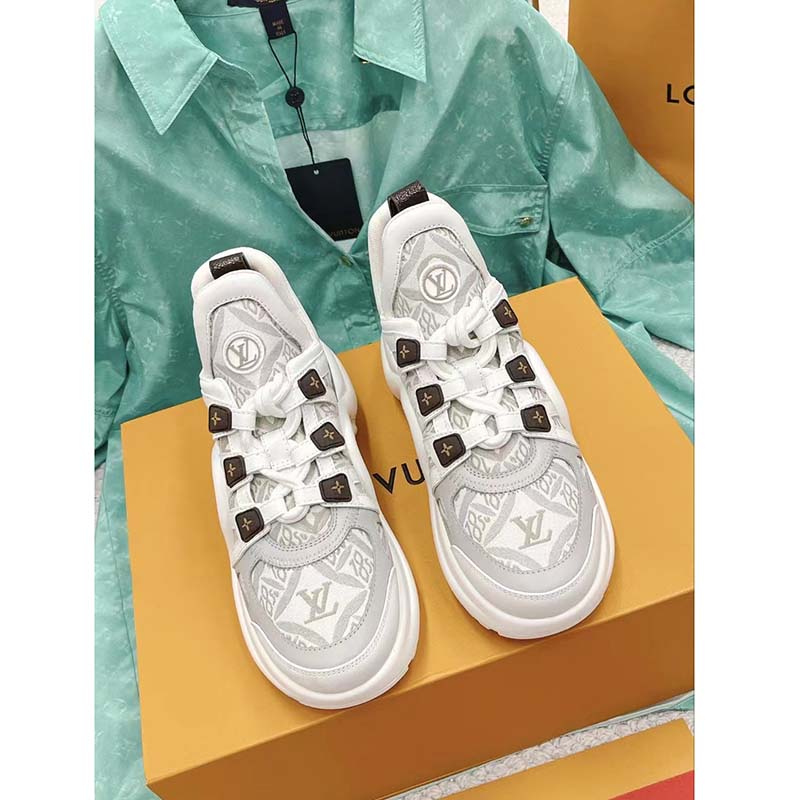 Louis Vuitton Women LV Archlight Sneaker Beige Jacquard Textile Oversized Rubber