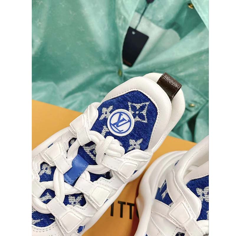 Louis Vuitton Women LV Archlight Sneaker Blue Monogram Velvet Oversized Rubber 5 Cm Heel