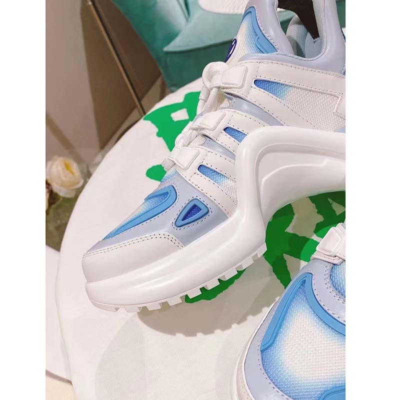 Louis Vuitton Women LV Archlight Sneaker Light Blue Printed Cotton Oversized Rubber Outsole