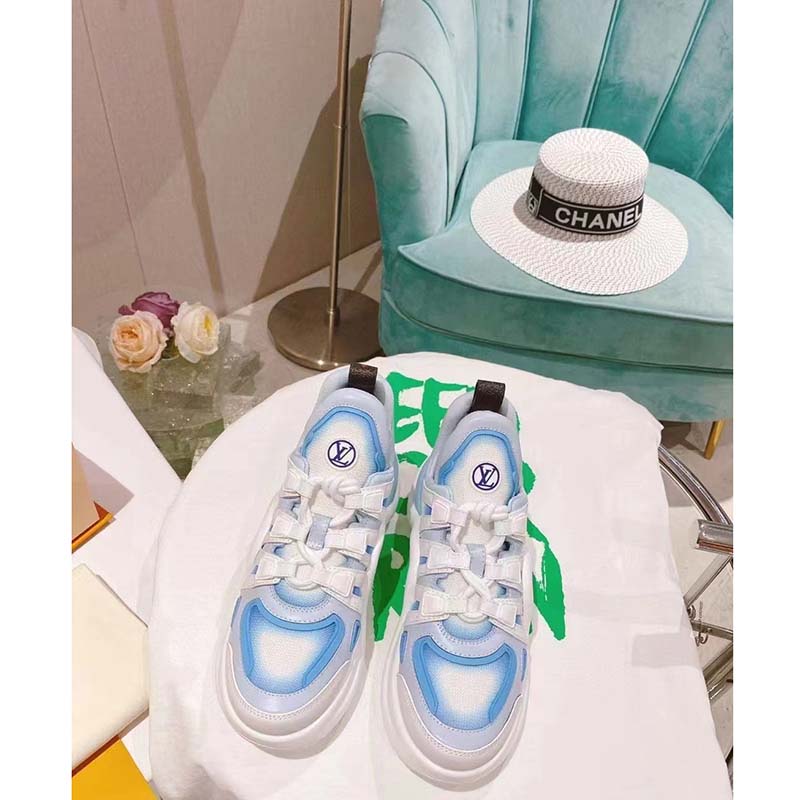 Louis Vuitton Women LV Archlight Sneaker Light Blue Printed Cotton Oversized Rubber Outsole