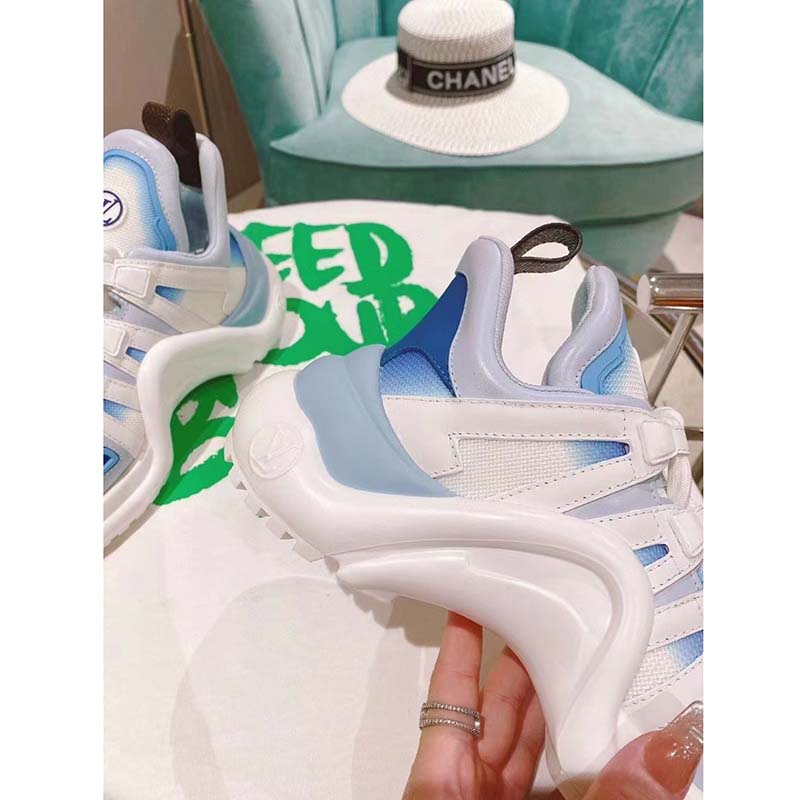 Louis Vuitton Women LV Archlight Sneaker Light Blue Printed Cotton Oversized Rubber Outsole