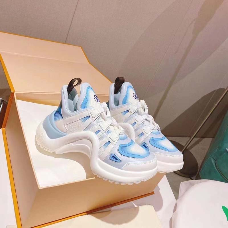 Louis Vuitton Women LV Archlight Sneaker Light Blue Printed Cotton Oversized Rubber Outsole