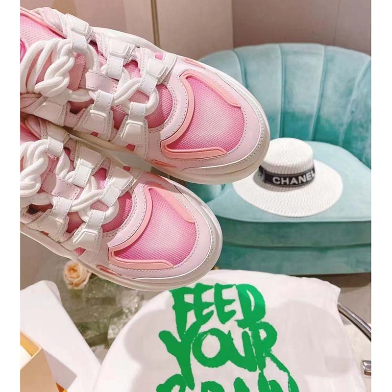 Louis Vuitton Women LV Archlight Sneaker Pink Printed Cotton Oversized Rubber Outsole
