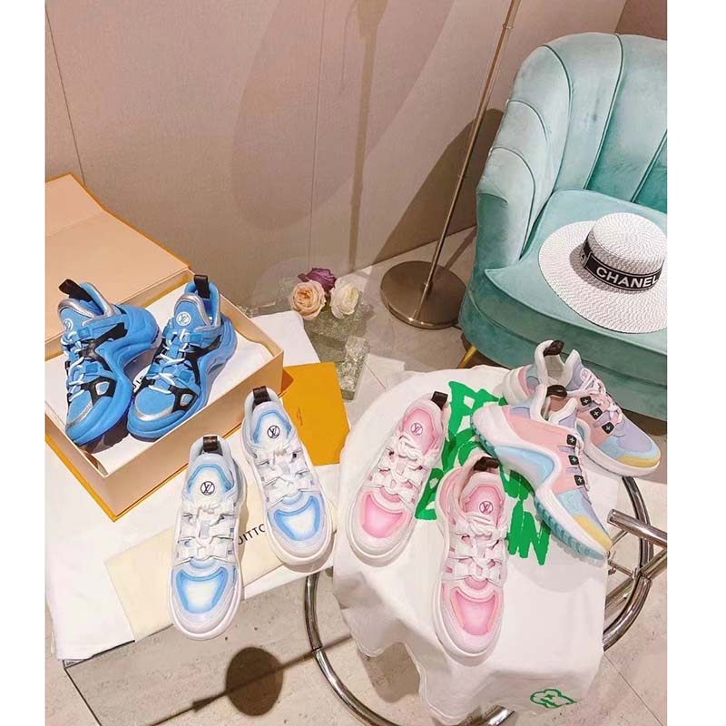 Louis Vuitton Women LV Archlight Sneaker Pink Printed Cotton Oversized Rubber Outsole