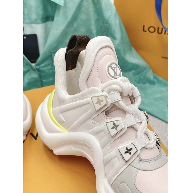 Louis Vuitton Women LV Archlight Sneaker Rose Clair Pink Lambskin Oversized Rubber