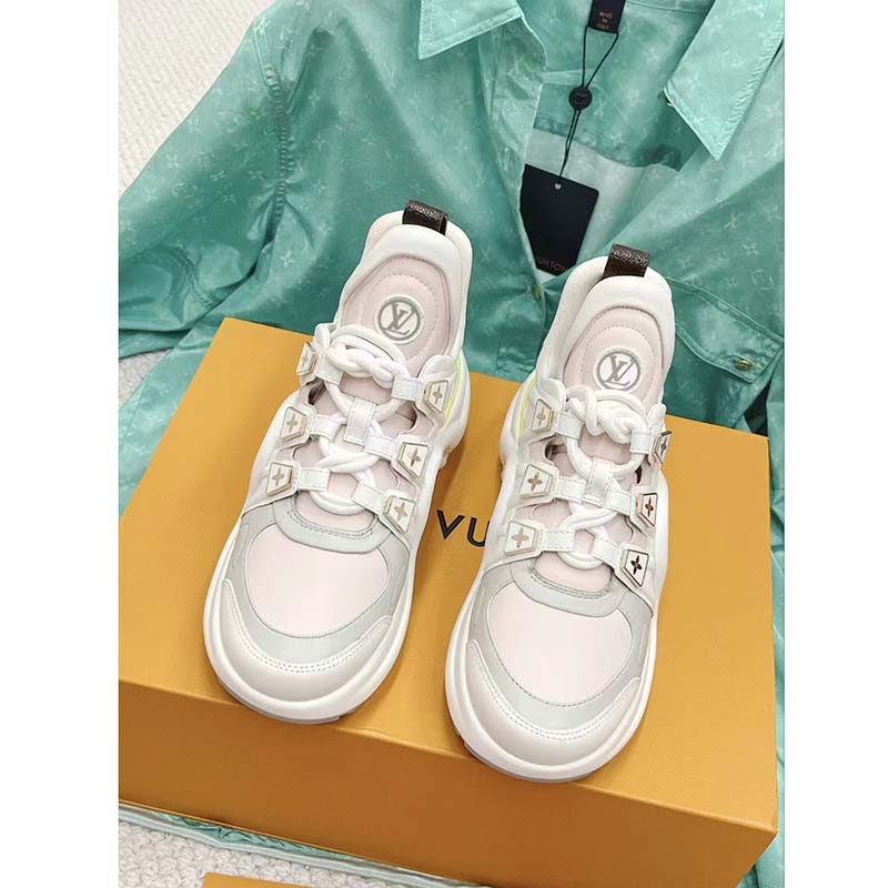 Louis Vuitton Women LV Archlight Sneaker Rose Clair Pink Lambskin Oversized Rubber