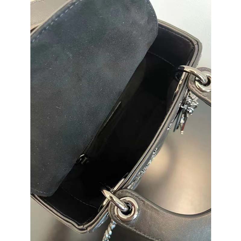 Dior Women CD Mini Lady Dior Bag Black Lucky Star Cannage Lambskin