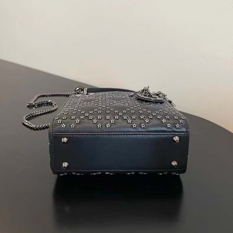 Dior Women CD Mini Lady Dior Bag Black Lucky Star Cannage Lambskin