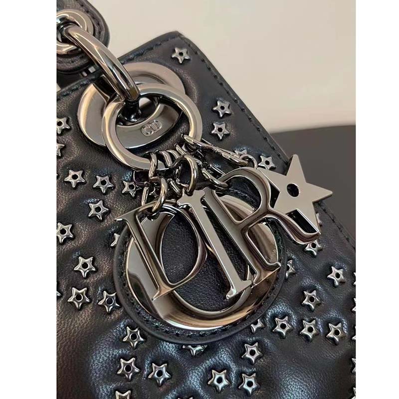Dior Women CD Mini Lady Dior Bag Black Lucky Star Cannage Lambskin