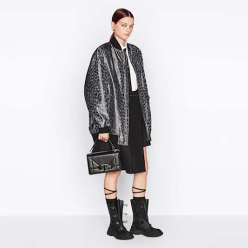 Dior Women CD 30 Montaigne Chain Bag Handle Black Maxicannage Lambskin