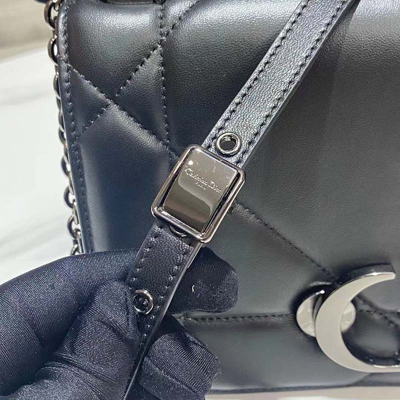 Dior Women CD 30 Montaigne Chain Bag Handle Black Maxicannage Lambskin