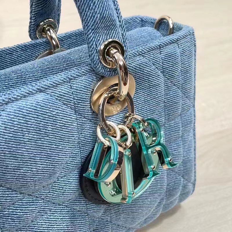Dior Women CD Medium Lady D-Joy Bag Blue Cannage Denim