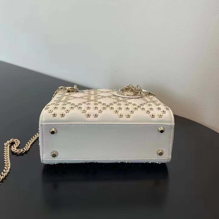 Dior Women CD Mini Lady Dior Bag Latte Lucky Star Cannage Lambskin