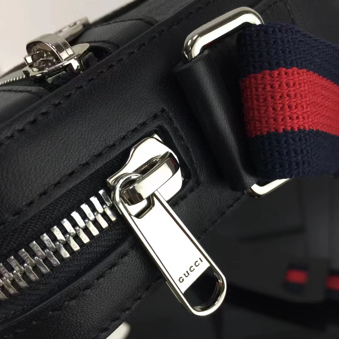 Gucci GG Unisex Black Messenger Black Grey GG Supreme Canvas Blue Red Web
