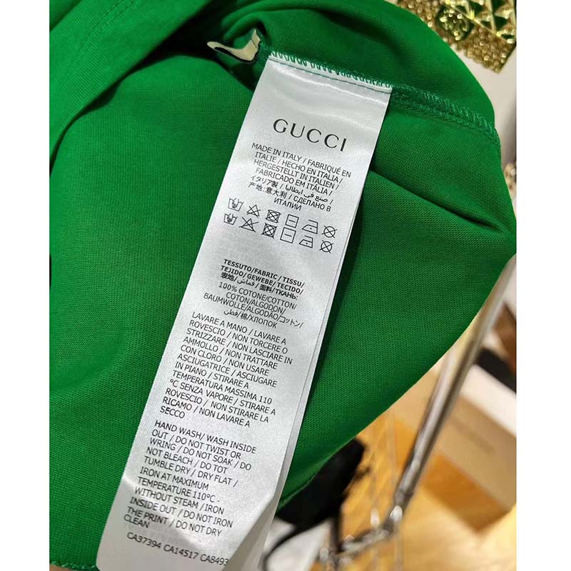 Gucci GG Men Adidas x Gucci Cotton Jersey T-Shirt Green Jersey Crewneck Oversize Fit