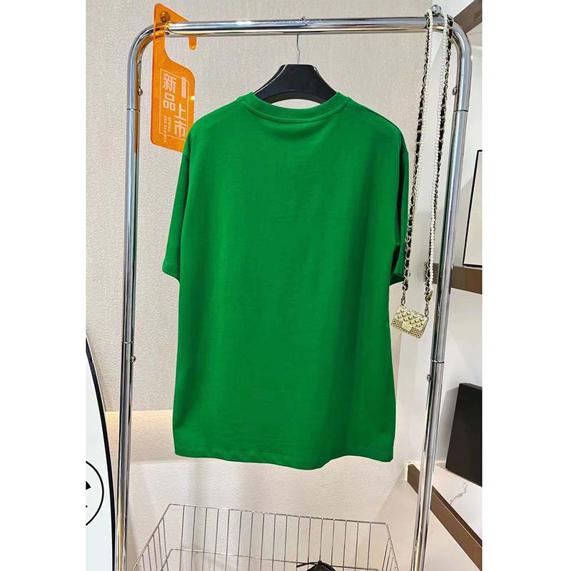 Gucci GG Men Adidas x Gucci Cotton Jersey T-Shirt Green Jersey Crewneck Oversize Fit