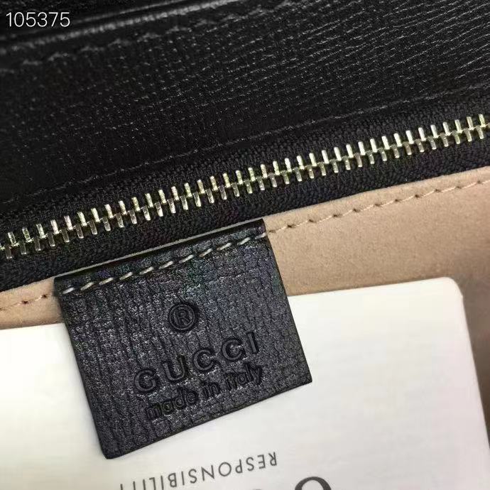 Gucci GG Women Horsebit 1955 Shoulder Bag Black Textured Leather